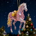 thumbnail image 6 of Shoreew Sparkling Horse Ornament 2D Acrylic Hanging Decor Realistic Christmas Tree Horse Charm Elegant Equestrian Gift for Holiday Tree, 6 of 7