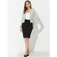 thumbnail image 3 of INSPIRE CHIC Women's Plaid Tweed Blazer Long Sleeve Open Front Work Office Short Jacket Large White, 3 of 5