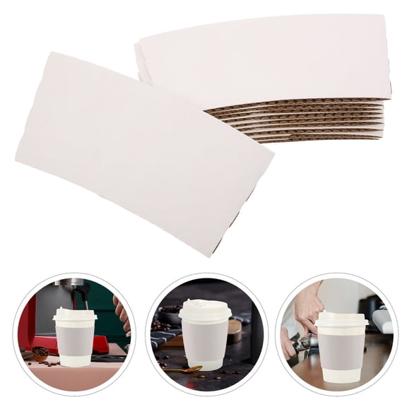 COOPHYA White Paper Coffee Cup Sleeve Non-Slip Insulation for Hot Drinks 60Pcs