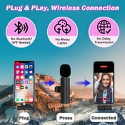 RONY Wireless Lavalier Lapel Microphone Compatible with iPhone iPad - Professional 2 Clip-on Mini Bluetooth Mics for YouTube Interview Livestream Vlog Podcast
