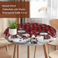 thumbnail image 4 of Red Plaid Christmas Round Tablecloth, Fitted Table Cover with Elastic for 36"-44" Round Tables, Snowman Snowflake Winter Birds Table Cloth Outdoor Indoor Dinning Party Waterproof Tablecloths, 4 of 7