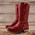 thumbnail image 2 of UngA Womens Boot Slouchy Boots Zip up Flat Mid Calf Boots Women Red,Size 9, 2 of 4