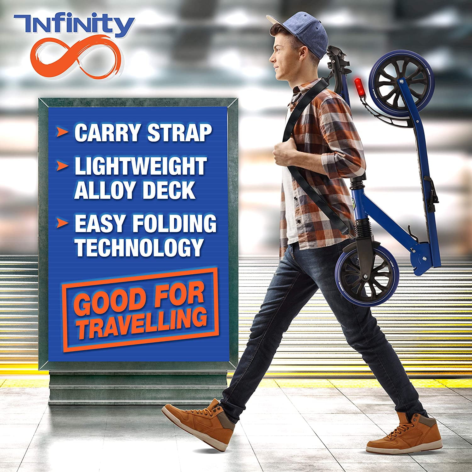 Serene Life Lightweight and Foldable Kick Scooter - Adjustable Scooter for Teens and Adult (Blue)