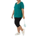 thumbnail image 4 of Terra & Sky Women's Plus Size Scoop Neck Shirred Side T-Shirt, 4 of 7