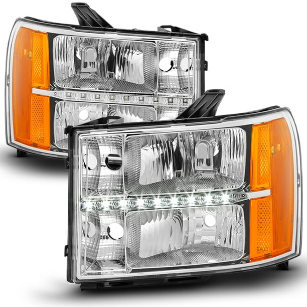 Fit [GMT900 Upgrade Kit] 2007-2013 GMC Sierra Pickup Chrome LED DRL  Headlights