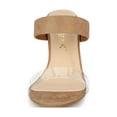 thumbnail image 6 of BLISSFUL STEP Women's Dual Clear Strap Block Heels Slides Sandals Nude (Size 7), 6 of 6