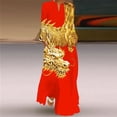 thumbnail image 4 of 2024 Nouvelle Robe de Printemps pour Femmes, Manches Longues Rouges, Col en V, Élégante, Soirée, Décontractée, Visage, Impression 3D, Vintage, 4 of 5