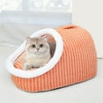 thumbnail image 2 of Btomtd Enclosed Cat Sleeping Bed with Removable Nests, Soft Plaid Dog Bed and Cat Bed for Warmth, Portable Sleep House for Small Medium Large Pets, Washable and Cozy, Orange, 2 of 6
