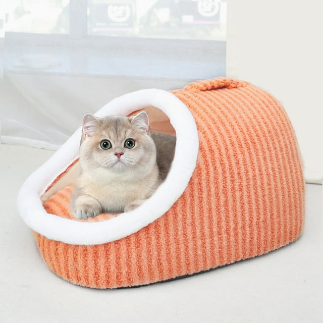 Jpxdew Grand Lit pour Animaux, Conception Semi-Fermée, Lavable, pour Chats, Chiens, Portable, 18x12x10 Pouces