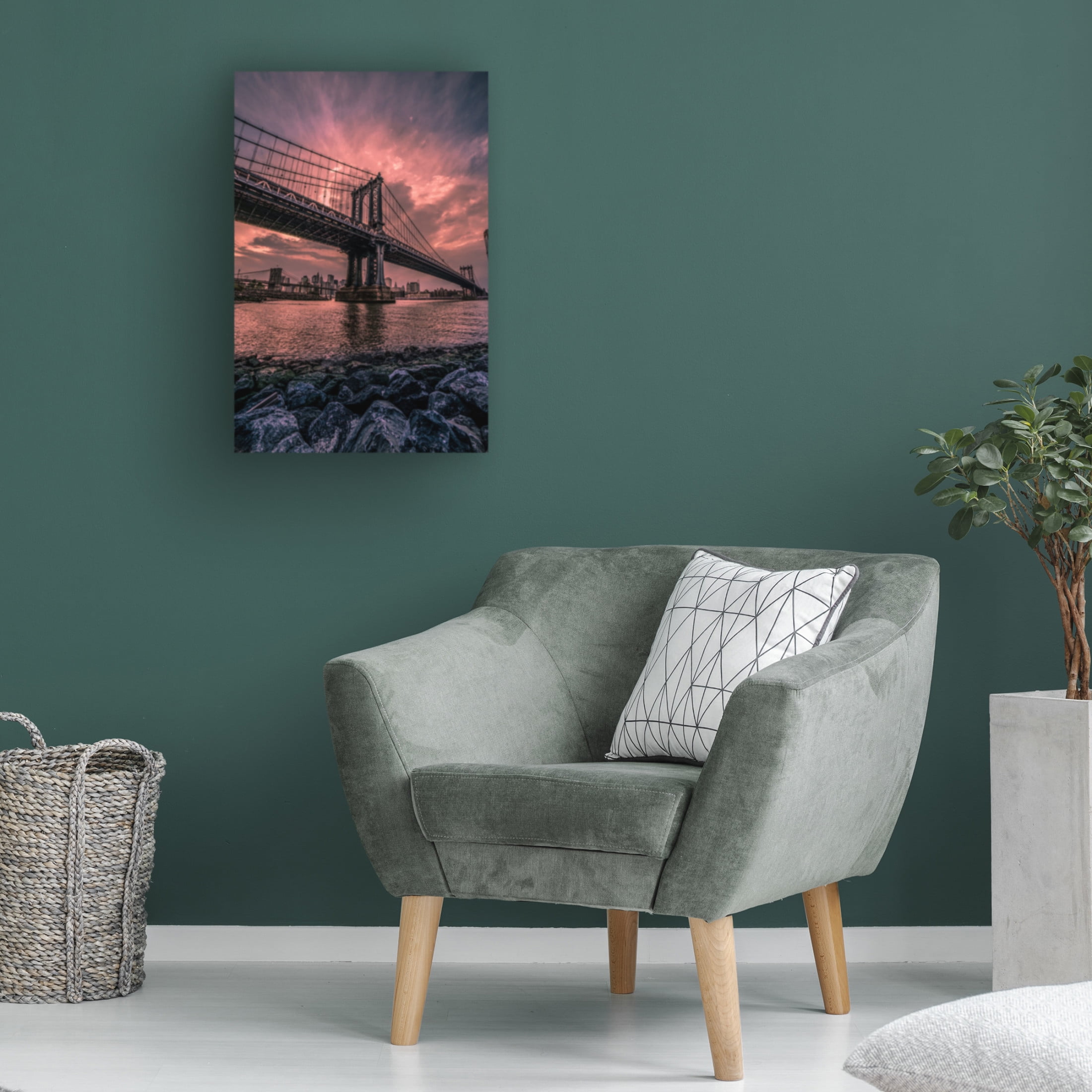 Trademark Fine Art Christopher R Veizaga Manhattan Bridge Wide Angle Canvas Wall Art