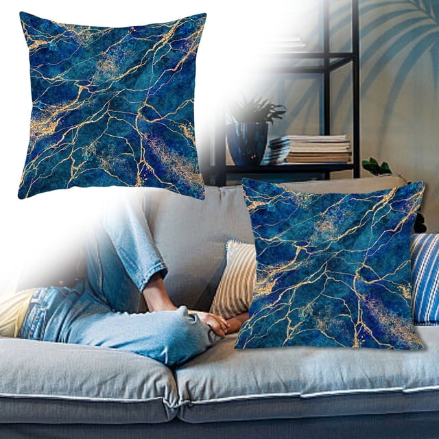 Comfortable Pillow Abstract Blue Pattern Printed Cushion for Home Sofa Car Bedside Decorative Use