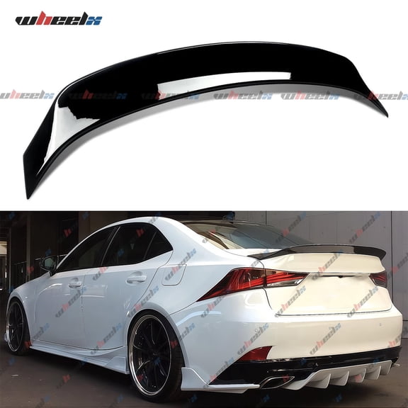 Duckbill Rear Spoiler Compatible with 2014–2020 Lexus IS200t / IS250 / IS300 / IS350 Sedan, Glossy Black Trunk Wing Lip