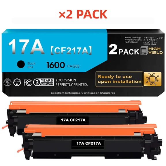 17A Black Toner Cartridge with Chip for 17A CF217A Toner Compatible for Pro M102w M102a MFP M130fn M130nw M130fw M130a M102 M130 Series Printer Ink (2 Pack)