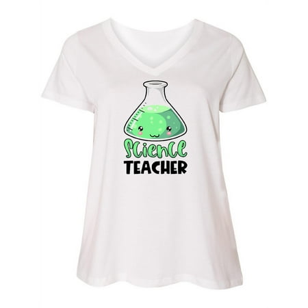 

Inktastic Science Teacher- Chemistry Beaker Women s Plus Size V-Neck