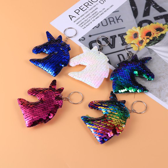 COSMOBETTY 8Pcs Keychain for Girls Cute Unicorn Shape Metal and Fabric Keyring for Women