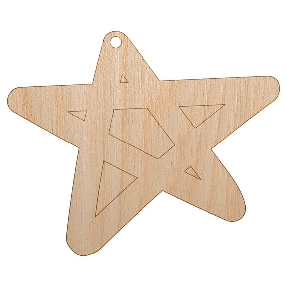Star Doodle Wood Holiday Christmas Tree Ornament Unfinished DIY Pre-Drilled Craft