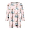 thumbnail image 4 of HAVUITYY Easter 3/4 Sleeve Sweaters for Women, Cute Printed Womens Lightweight Crew-neck Tops, Women's Spring Loose Pullover, 4 of 5