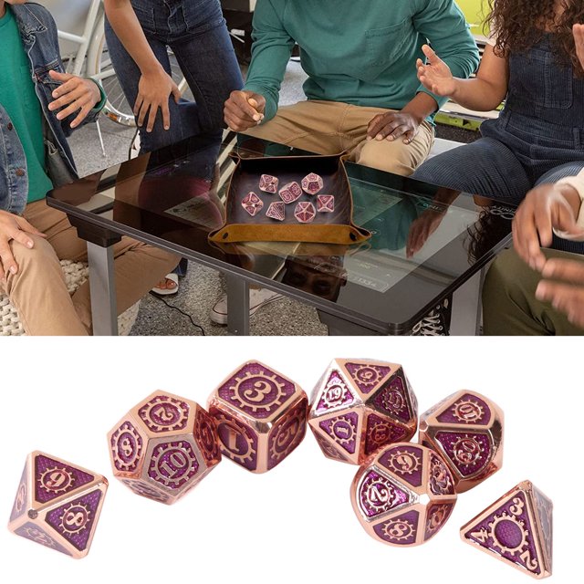 Dados de metal, 7 piezas Patrón de engranaje Juego de mesa poliédrico Dados poliédricos Dados poliédricos elegantes y modernos