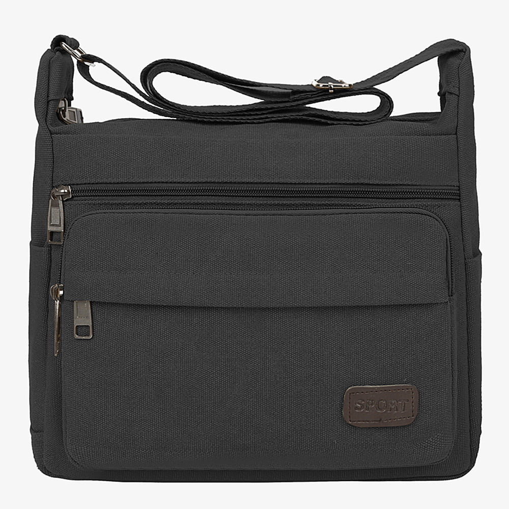 Oct17 Men Messenger Bag School Shoulder Canvas Vintage Crossbody Military Satchel Bag Laptop Black 