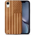 thumbnail image 1 of Case Yard Wooden Case Outside Soft TPU Silicone, Slim Fit Shockproof Wood Protective Phone Cover for Girls Boys Men and Women, Supports Wireless Charging American Flag Design case for iPhone-XR, 1 of 7