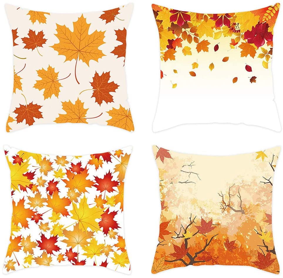 Maple Leaf Soft Flax Throw Pillow Case Car Sofa Bed Waish Cushion Cover 18X18" 