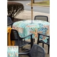thumbnail image 5 of Outdoor Tablecloths with Umbrella Hole & Zipper, Ocean Starfish Seaweed 60x60 Inch Square Tablecloths, Summer Coastal Beach Shell Coral Teal Waterproof Table Cloth, Patio/Pool/Picnic Table Covers, 5 of 8