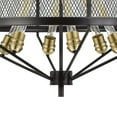 thumbnail image 4 of 6 Bulb Chandelier with Metal Drum Mesh Shade, Black - Saltoro Sherpi, 4 of 5
