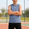 thumbnail image 3 of Faraee Débardeurs pour Garçons Athlétiques Sans Manches à Col Rond T-Shirts Enfants Été T-Shirt Basique pour Entraînement Extérieur Décontracté Marche Course 3T 4T 5T 6T 3-14 Ans Bleu, 3 of 6