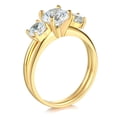 thumbnail image 3 of Wellingsale Ladies Solid 14k Yellow Gold Polished CZ Cubic Zirconia Round Cut Three 3 Stone Engagement Ring and Matching Band Bridal Sets - Size 4.5, 3 of 6