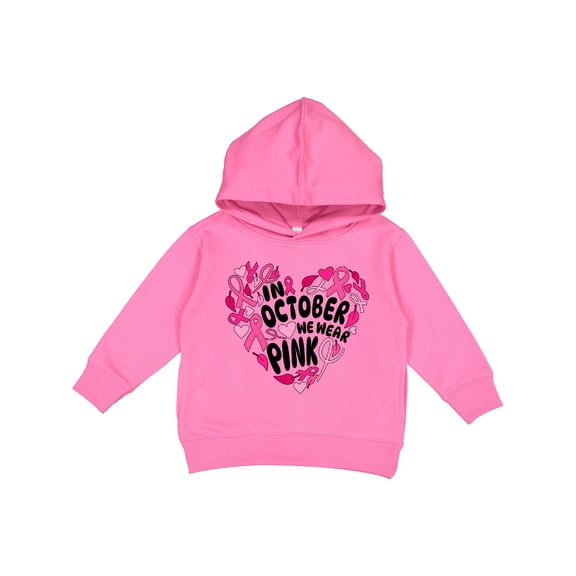 Inktastic In October We Wear Pink Breast Cancer Awareness Heart Toddler Hoodie