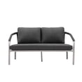 thumbnail image 4 of Benjara Phil 57" Outdoor Sofa- Gray Fade Resistant Upholstery- Silver Aluminum, 4 of 6