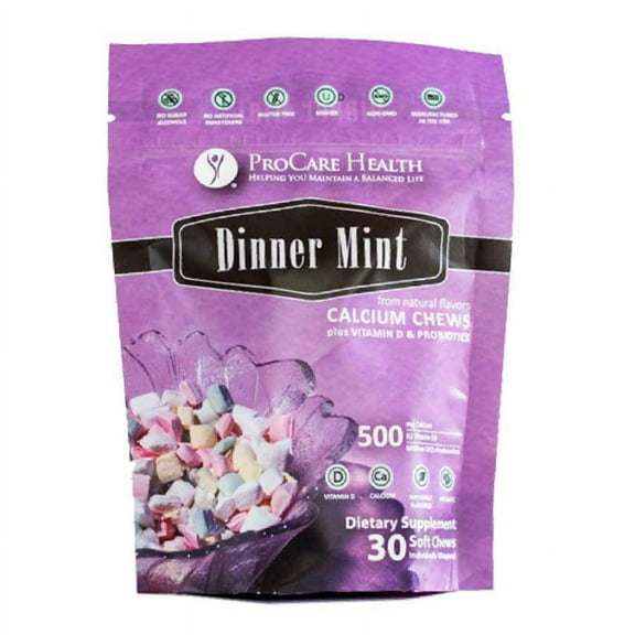 ProCare Health Calcium Soft Chew 500mg - Dinner Mint Size: 90 Count