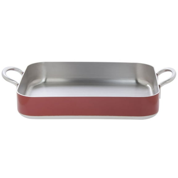 HUBERT Red Roasting Pan 5-Ply Stainless Steel - 12 3/5"L x 10 1/4"W x 2 3/4"H