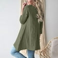 thumbnail image 3 of Womens Casual Linen Shirt Tops Loose Fit Long Sleeve Crew Neck Solid Plus Size Linen Blouses with Pockets, 3 of 5