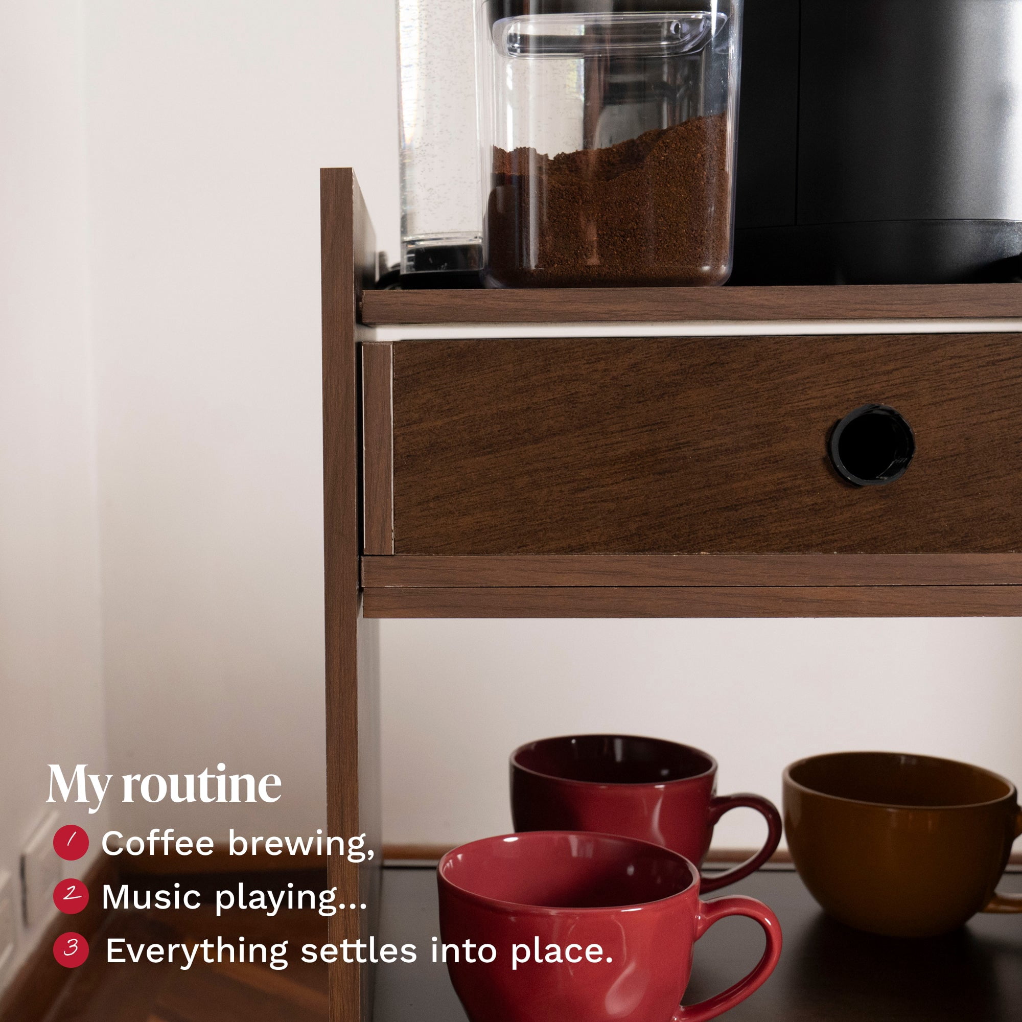 Ember Interiors Oxford Brown Modern Bar Cabinet with Wine Storage, Drawer & Open Shelves– Compact Design for Living Room or Kitchen