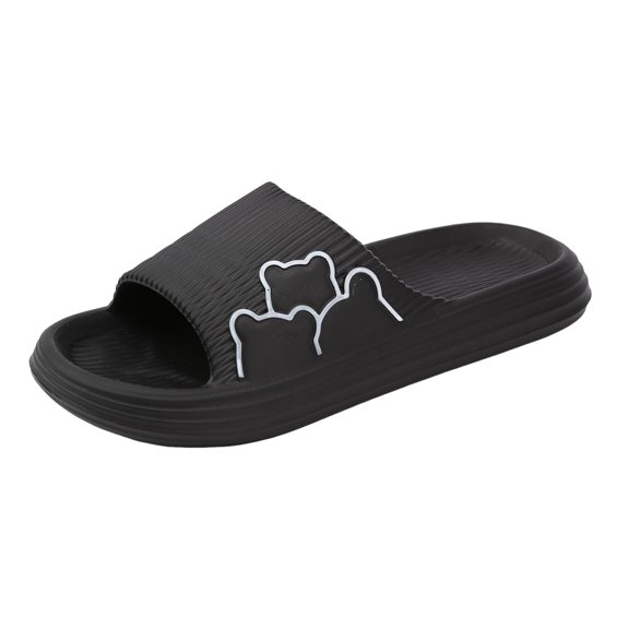 ibiyuan Slippers for Men Indoor Black Slides for Women Non Open Toe Sandals Women Dressy Soft Summer Shoes for Men for Indoor & Outdoor