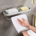 thumbnail image 1 of Ovzne Double Compartment Soap Rack Nonpunch Bathroom Storage Rack On Clearance, 1 of 8