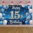 thumbnail image 3 of Blue Theme 15th Birthday Banner Silver Glitter Display Balloon Decor Starry Pattern Birthday Backdrop for 15th Birthday Party Teenager Celebration Indoor Decoration, 3 of 9