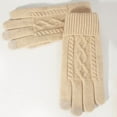 thumbnail image 3 of ShomPort Womens Cable Knit Gloves Windproof Solid Color Comfort Thermal Soft Winter Daily Stretchy Breathable Gloves, 3 of 4