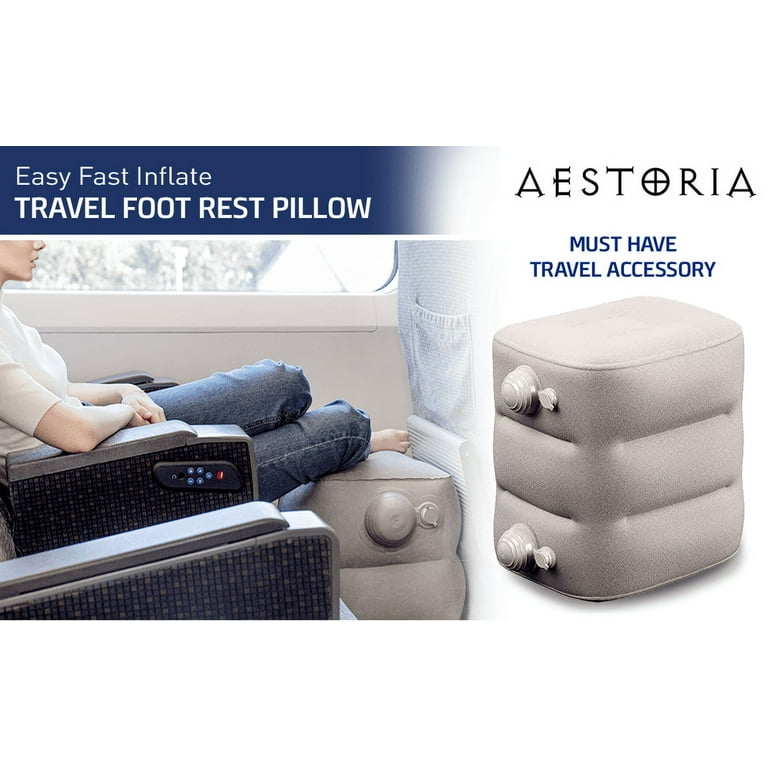 ZIQIAN Inflatable Travel Foot Rest Pillow Portable Adjustable Three Layers  Height Foot Stool for Airplanes, Cars, Home, Trains, Office to Lay Down or