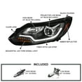 thumbnail image 3 of Spec-D Tuning Black Projector Headlights w/ LED Sequential Turn Signal Compatible with 2012-2014 Ford Focus, Fits Models Made in United States And Canada, Left + Right Pair Headlamps Assembly, 3 of 6