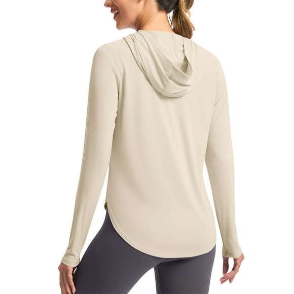 Besolor Women's Long Sleeve Sun Protection T-Shirts with Hood Lightweight Quick Dry Hiking Outdoor Top UPF 50+