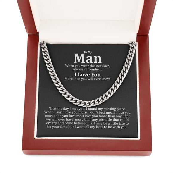 Valentines day gifts for him To my man gifts, to my man necklaces gift, romantic gift for husband, cuban link chain for men gift for boyfriend romantic, couple gifts, fiance gifts Necklace HG
