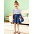 thumbnail image 3 of Bellafa Little Girl's Appliuqe Cotton Summer Dress Toddler Short Sleeve Tiered Swing A-Line Casual Sundress 2-7 Years, 3 of 7