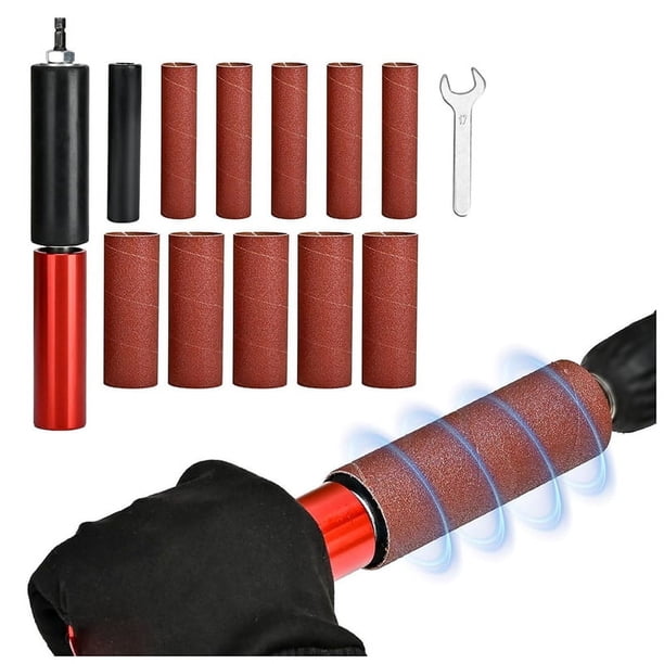 Juego de Lijadora de Tambor, Tambor de Lijado de Goma para Taladro de 4-1/2 Pulgadas X 1-1/2 Pulgadas, Adaptador de Lijadora de Husillo para Taladro Eléctrico