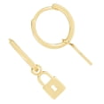 thumbnail image 4 of JewelStop 14K Yellow Gold Lock Dangling Charm Earrings with Polished Finish and Hinged Clasp - 1.20gr, 4 of 7