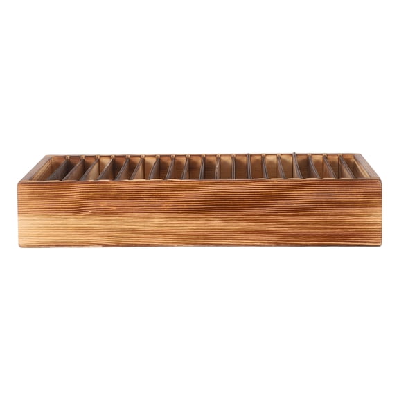 LOLIPPYY Wooden Business Card Holder Organizer with Multiple Compartments and Removable Dividers for Office Desk Storage
