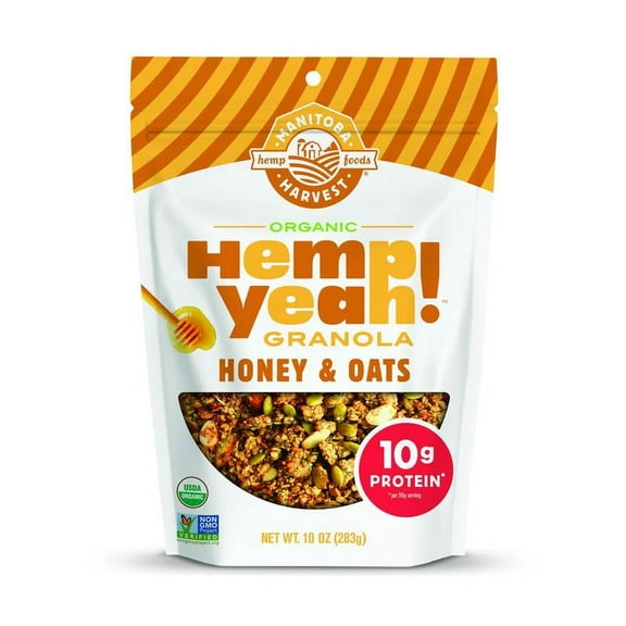 Manitoba Harvest Organic Granola, Hemp Yeah! Honey and Oats Granola, Organic Breakfast Cereal, 10 oz