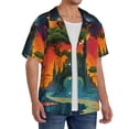 thumbnail image 2 of Sikiie Abstract Tree Castle Men's Wrinkle Free Untucked Cuban Shirt Business Casual Button Down Shirts Short Sleeve ShirtLarge, 2 of 5