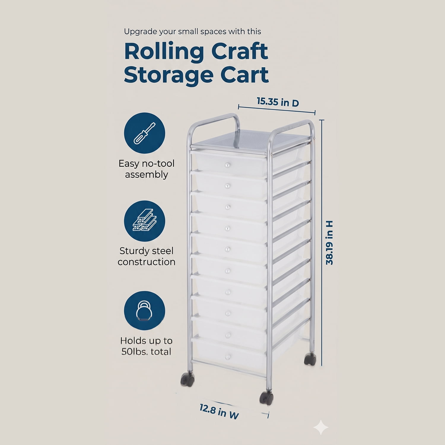 Hello Hobby 10-Drawer Craft Storage Cart for Jewelry Making and Beading Kits